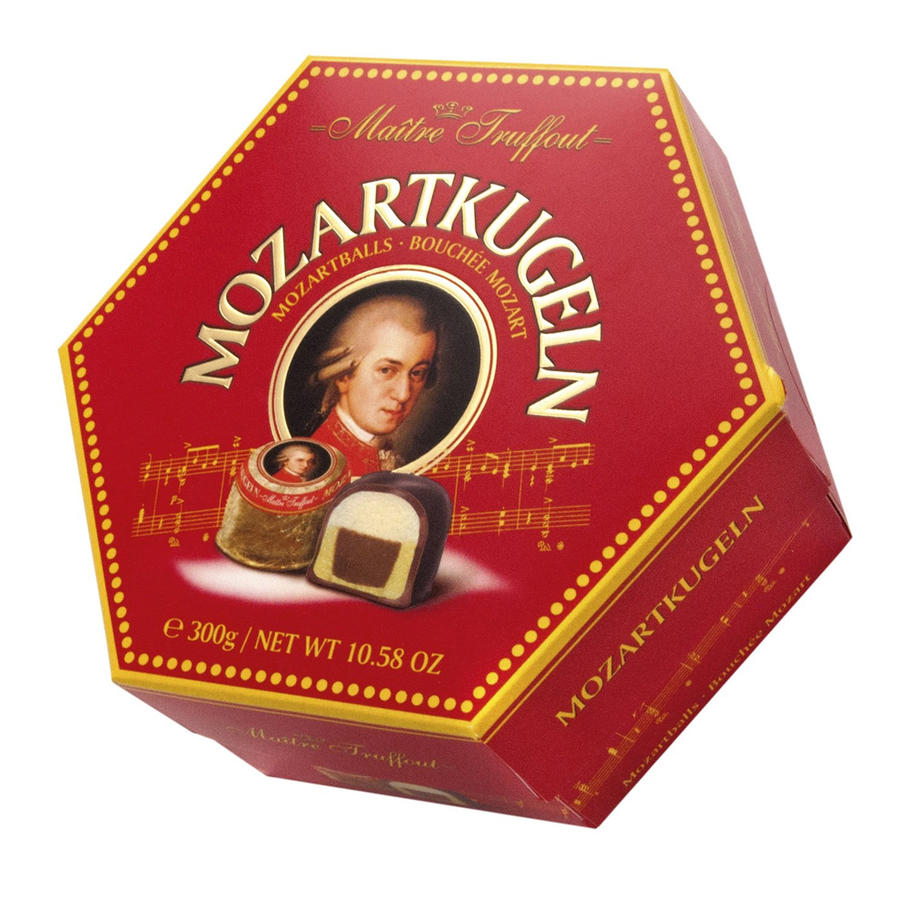 Mozart Kugeln Box of Milk & Dark Chocolate Pistachio Marzipan Bonbons 300g